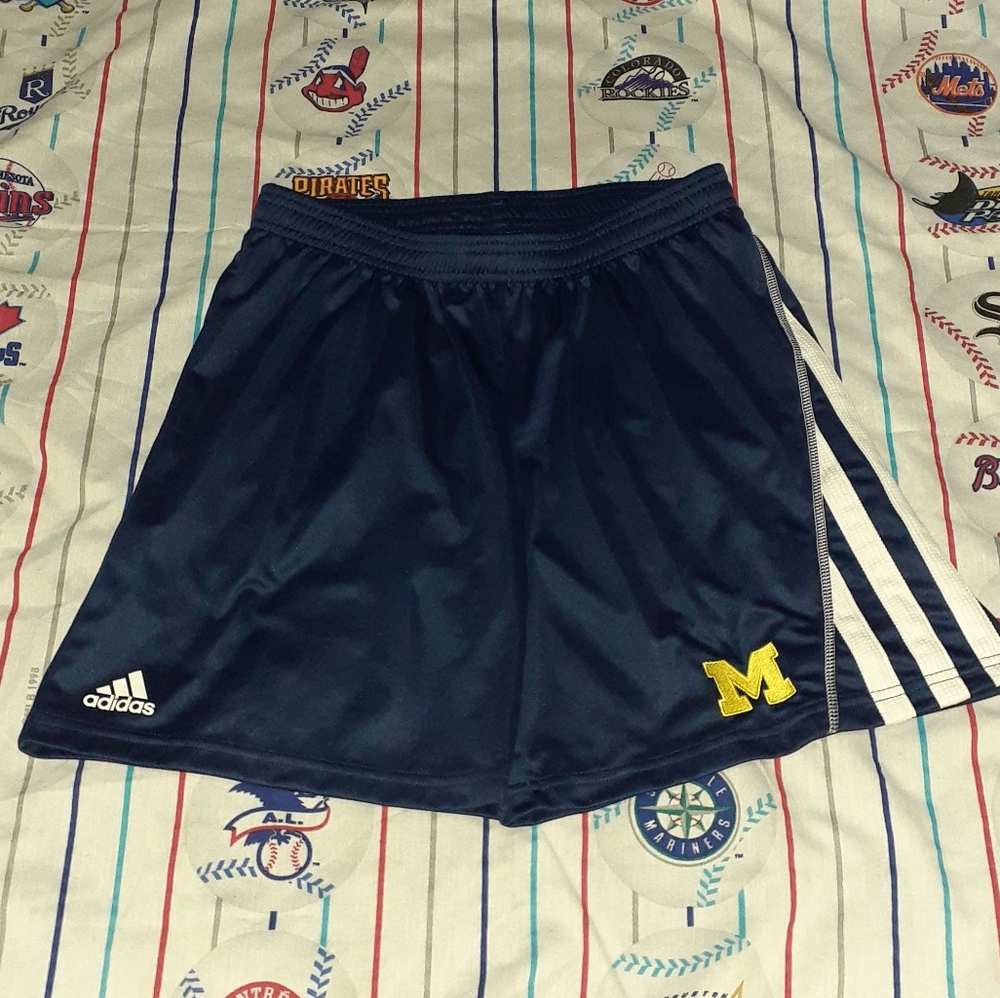 Y2K Adidas Michigan Wolverinea Jersey Shorts Fitness Running